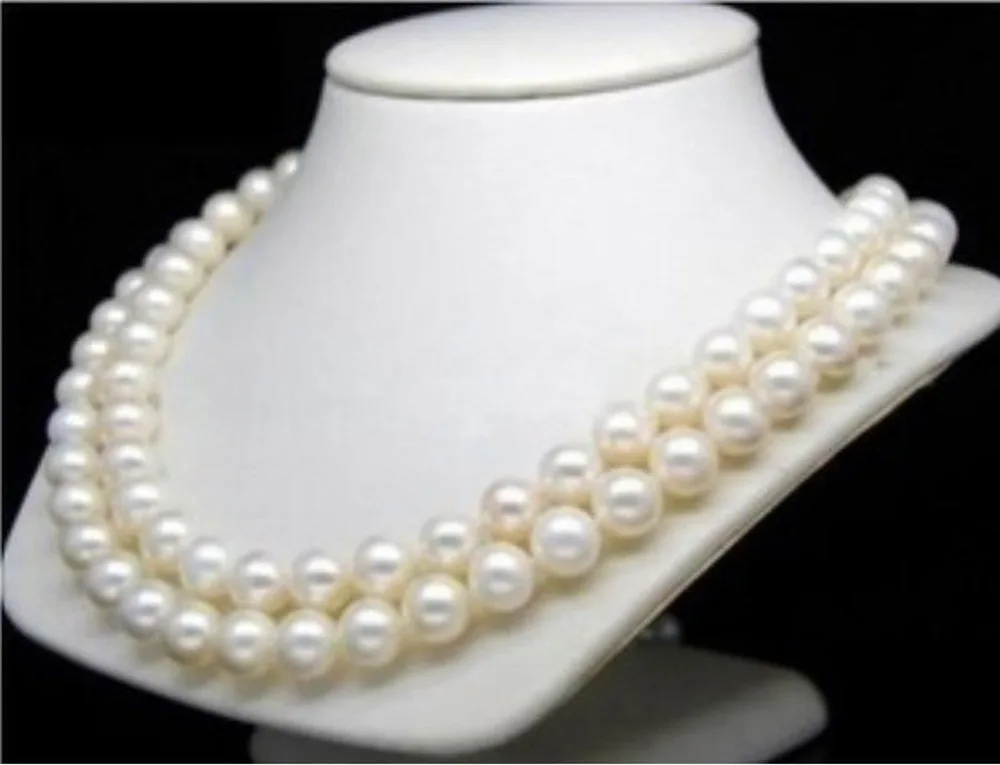 

Free Shipping GENUINE NATURAL PEARL NECKLACE 32 INCHES LONG 8-9mm REAL WHITE CULTURED PEARLNoble style Natural Fine jewe