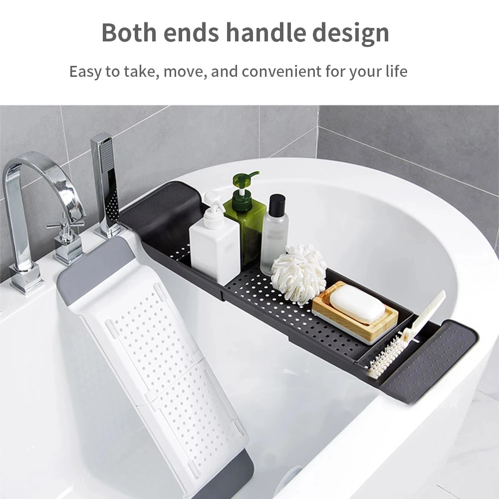 

Bath Tray Towel Storage Retractable Bathtub Storage Rack Tub Multi-Function Bathroom Tools Kitchen Sink Drain Holder