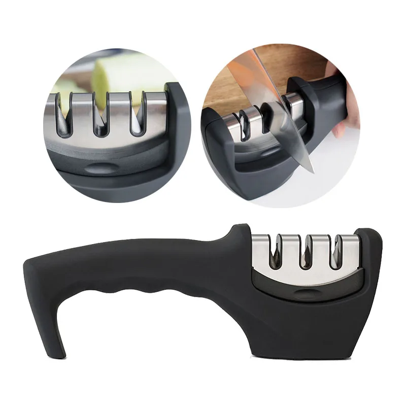 

Three-stage Professional Knife Sharpener Kitchen Sharpening Stone Anti-slip Kitchen Knives Sharpener Tools