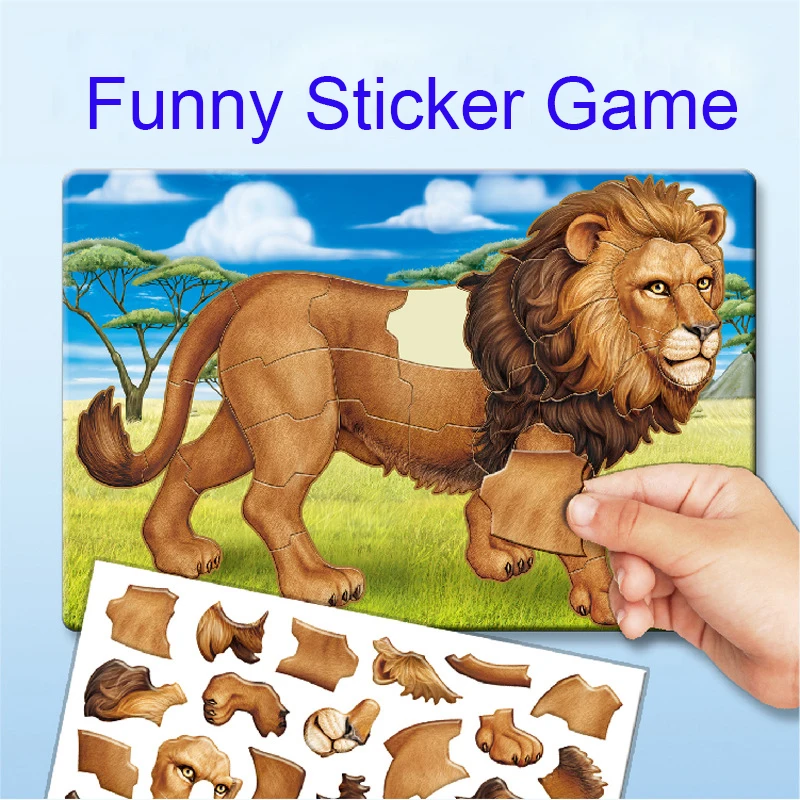 Детские 3D наклейки-пазлы с животными игра для мальчиков детский сад головоломки