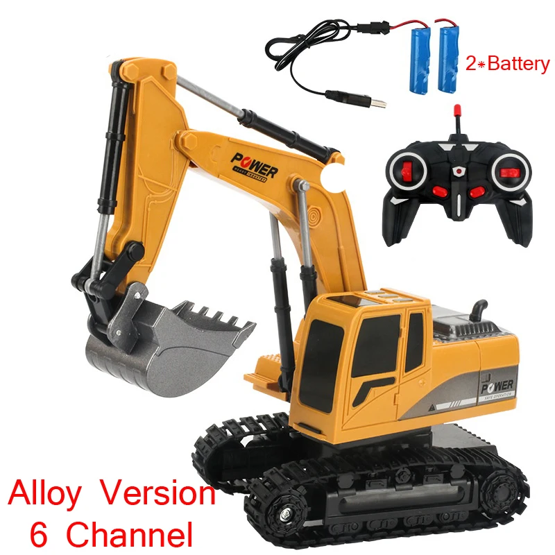 Alloy 2 Battery 2,4 ГГц 6-канальный RC трактор экскаватор игрушки Перезаряжаемые имитация Электрические Rc автомобиля РТР дистанционного управления сплава и Пластик игрушки для детей, подарок - Цвет: Alloy 2 Battery