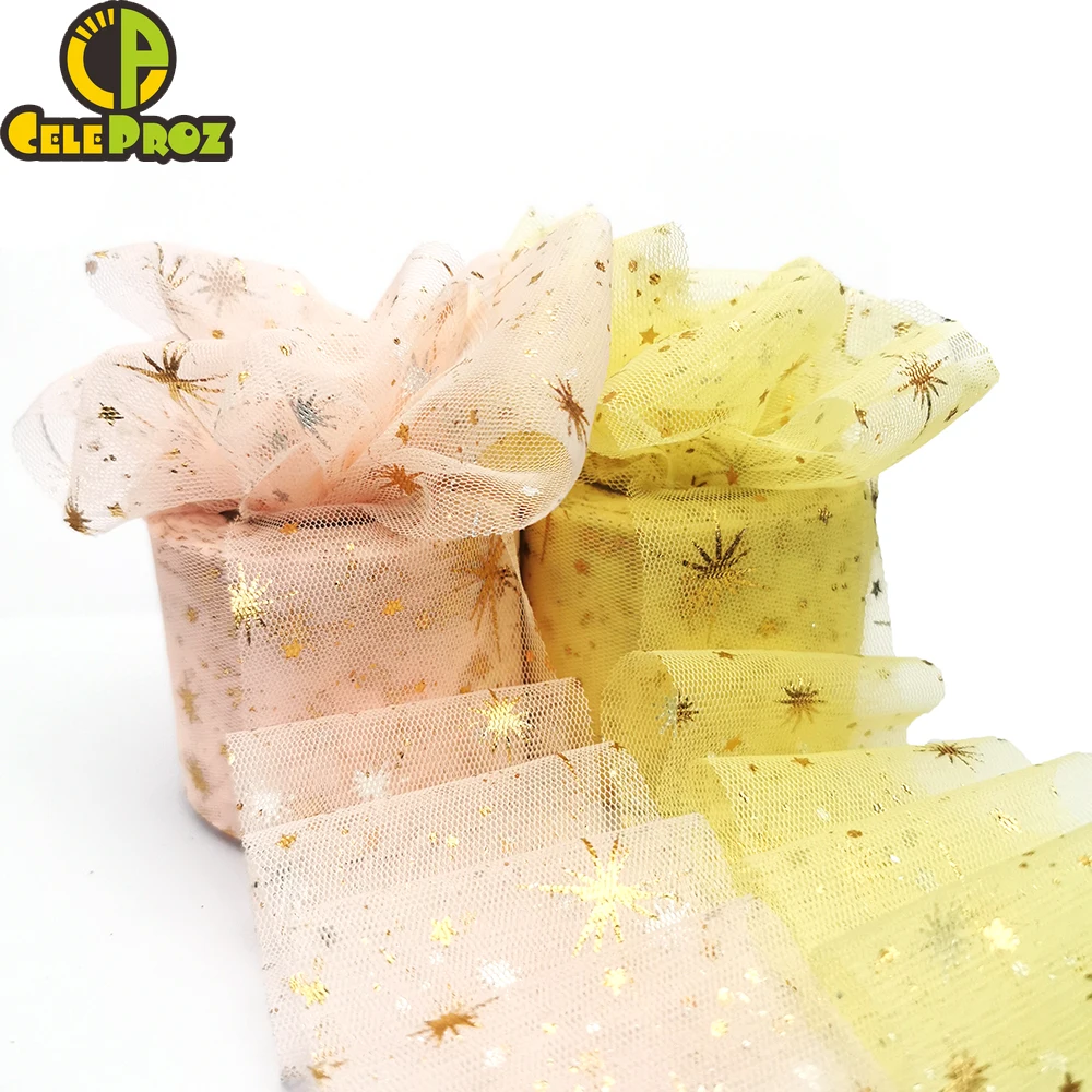 25 ярдов 6 м звездная Тюлевая лента блестящая сетчатая рулонная катушка мягкая