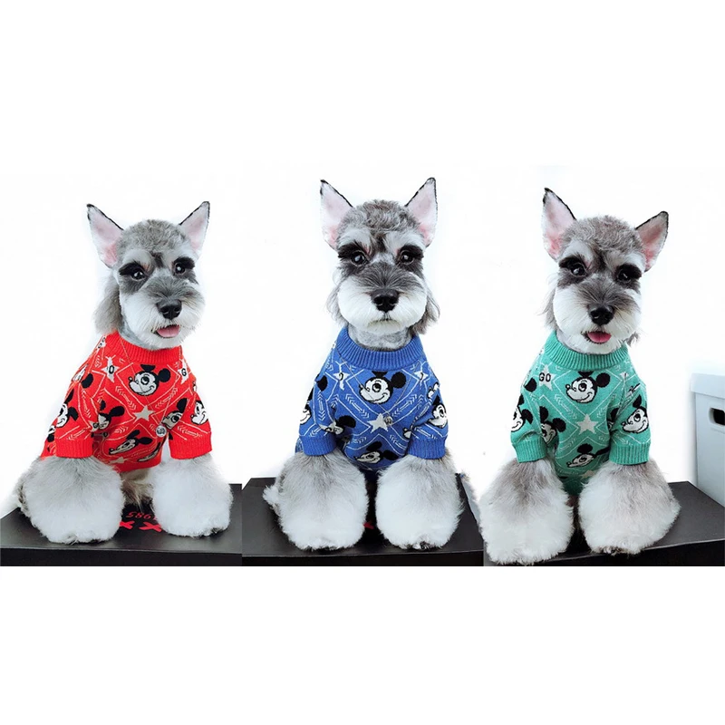 

Disney Mickey Mouse cartoon Warm Sweater Clothes for Dog Outfit Knitting Clothing Pet Puppy Cat Vest Costume for Small Dogs