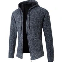 2022 new cardigan mens hooded collar fleece warm sweaters coat men coat hoodies jacket thick full solid cardigan male coats