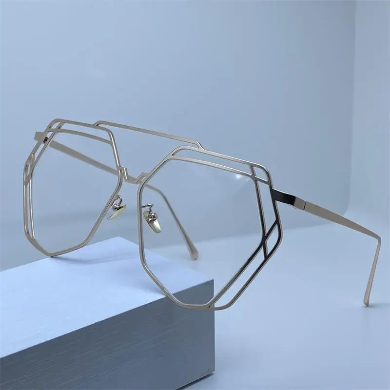 Женские солнцезащитные очки оверсайз из полигона винтажные Прозрачные Линзы для