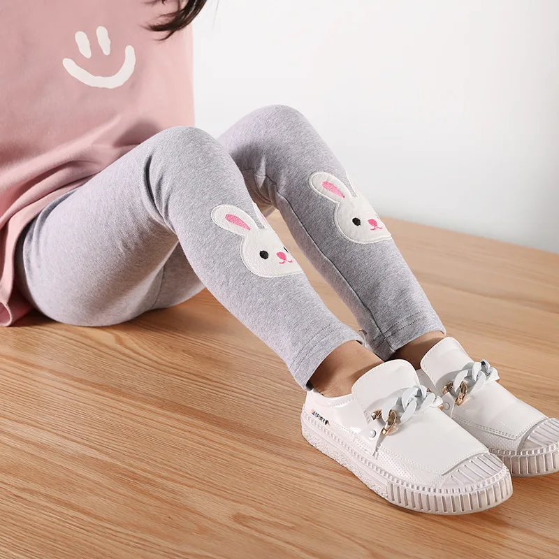 Штаны для девочек детские брюки с цветочным рисунком кролика облегающая верхняя