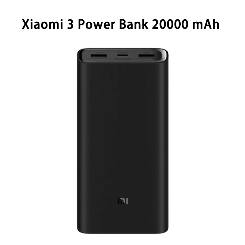 Mi 3 20000 mAh Внешний аккумулятор Xiaomi, 20000 мА/ч, 2C, внешний аккумулятор, портативная зарядка, двойной USB QC3.0Mi, 20000 мА/ч, внешний аккумулятор, зарядное устройство для телефона - Цвет: Mi 3 20000 mAh