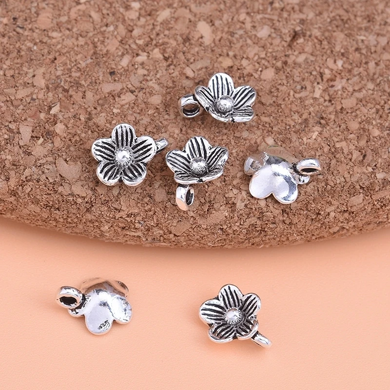 Маленькая ретро подвеска из серебра 925 пробы с цветами для самостоятельного