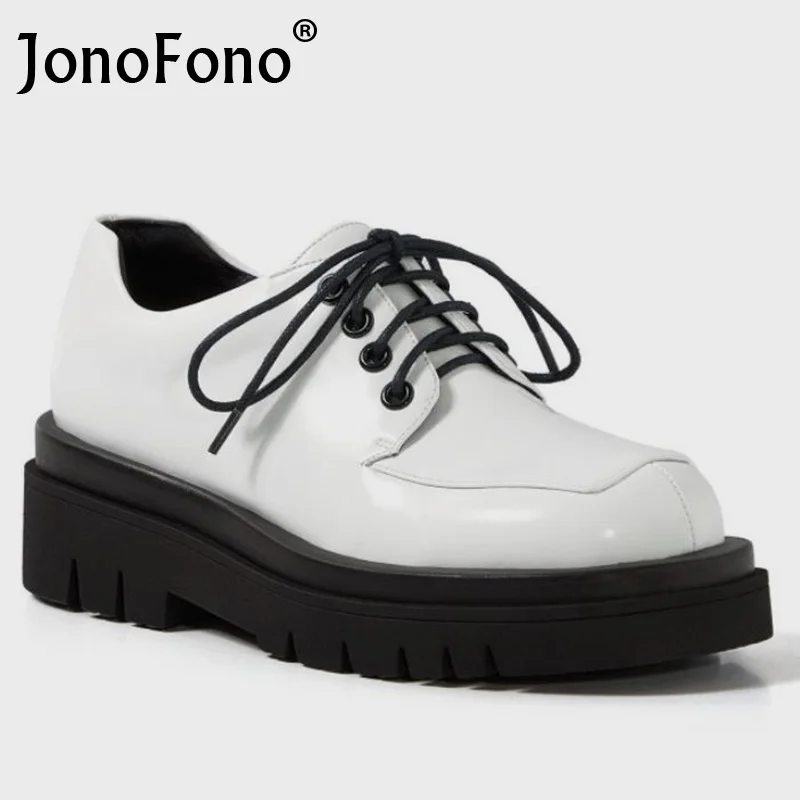 

JonoFono Women Flats Shoes 2022 New Fashion Real Leather Loafers Shoes For Woman Casual Platform Office Lady Footwear Size 34-39