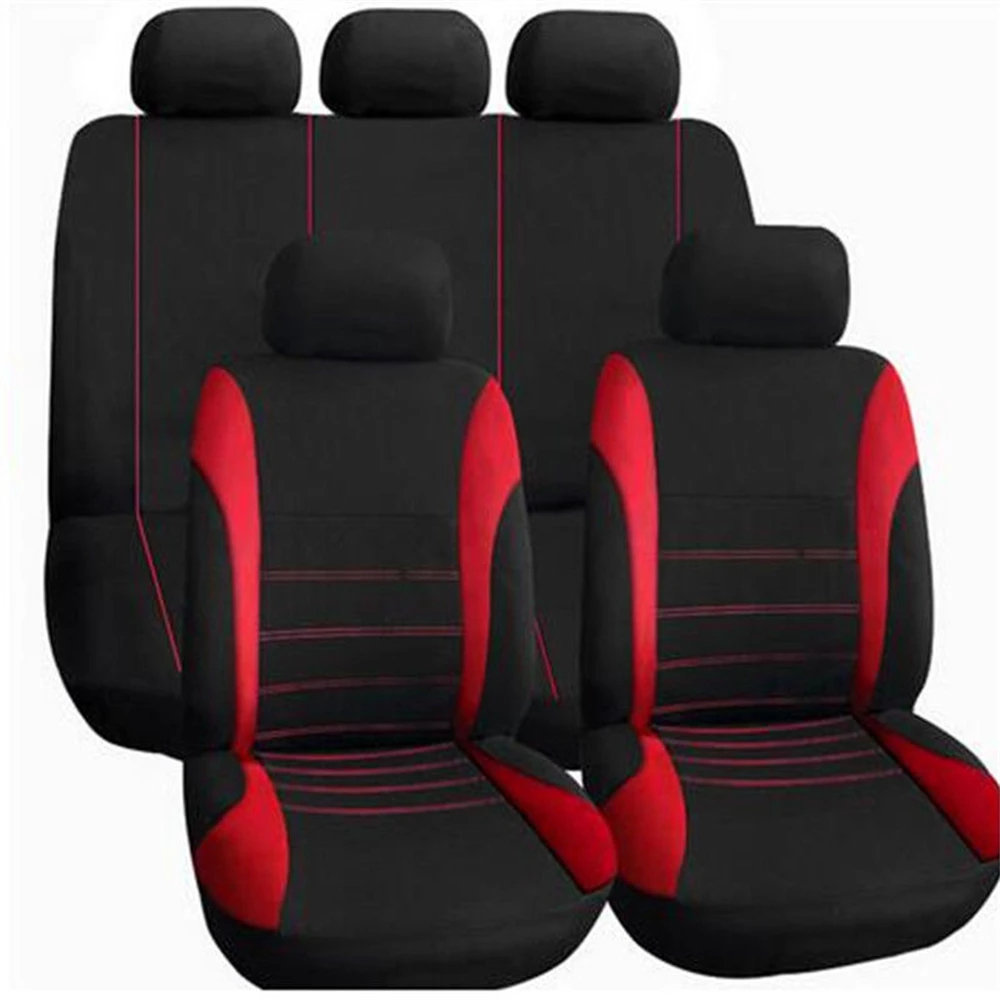 

Универсальный автомобильный моющийся дышащий полиэфирный 5-местный чехол для автомобильного сиденья защитные черные красные чехлы