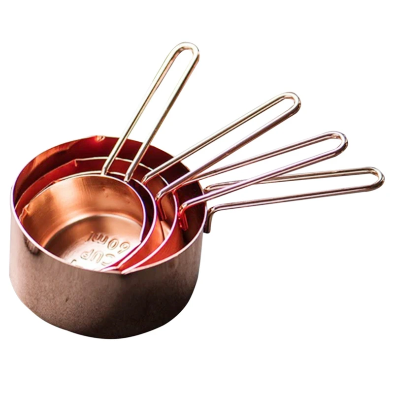 

4Pcs Stainless Steel Measuring Cups Sturdy Metal Measuring Cups Baking Cooking Utensils for Dry and Liquid