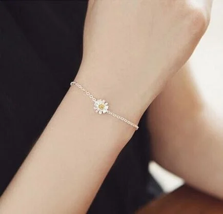 Цинковый сплав шикарный браслет маленькая Маргаритка цветы от солнца золотой