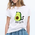 кошка авокадо ropa эстетическая футболка веганская бесплатная доставка женская одежда лето 2022 harajuku мультфильм футболка модная футболка женская