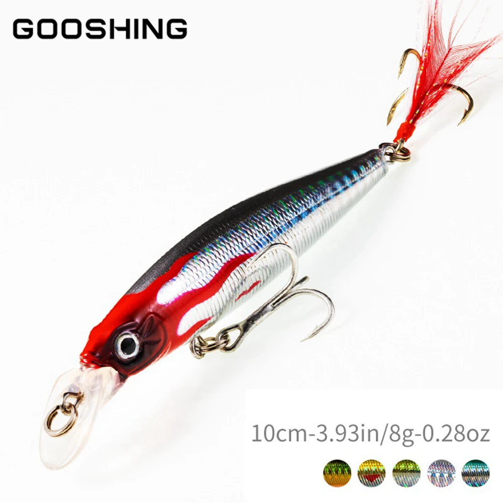 

GOOSHING Minnow Fishing Lure Swimbait Wobblers Feather Hooks 10cm 8g for Pike Bass Fishing Accessories Japan Leurre Souple Peche