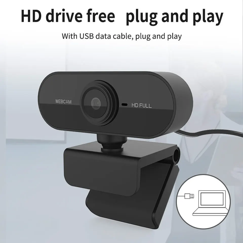 Веб-камера Full HD 1080P со встроенным микрофоном вращающаяся на 360 градусов |