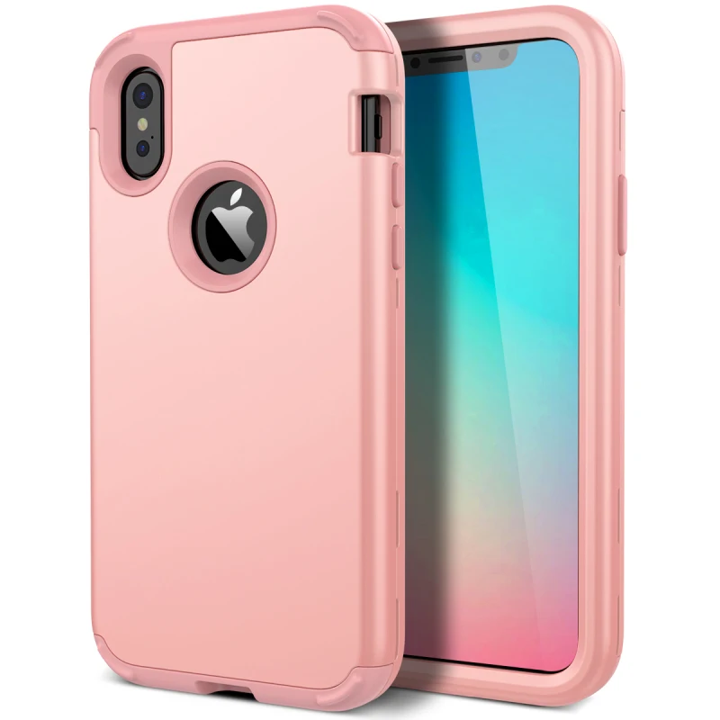 Новый роскошный чехол для iPhone X цвета розового золота 3 в 1 противоударный жесткий