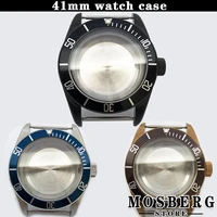 41mm watch case bezel solid 316l stainless steel sapphire glass for nh35 nh36 eta2836 miyota8215 8205 821a dg2813 accessories