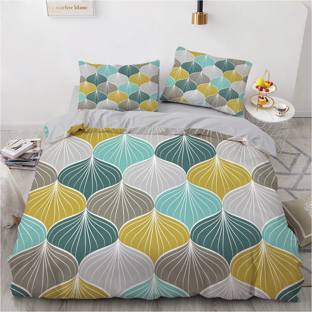 

3D Bohemian Beddings Custom Design Gray Duvet Cover Sets Fruits Bed Pillow Cases 200*230cm Full Twin Double Queen Size