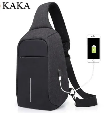 Сумка-мессенджер KAKA Мужская нагрудная сумочка-слинг с USB-зарядкой