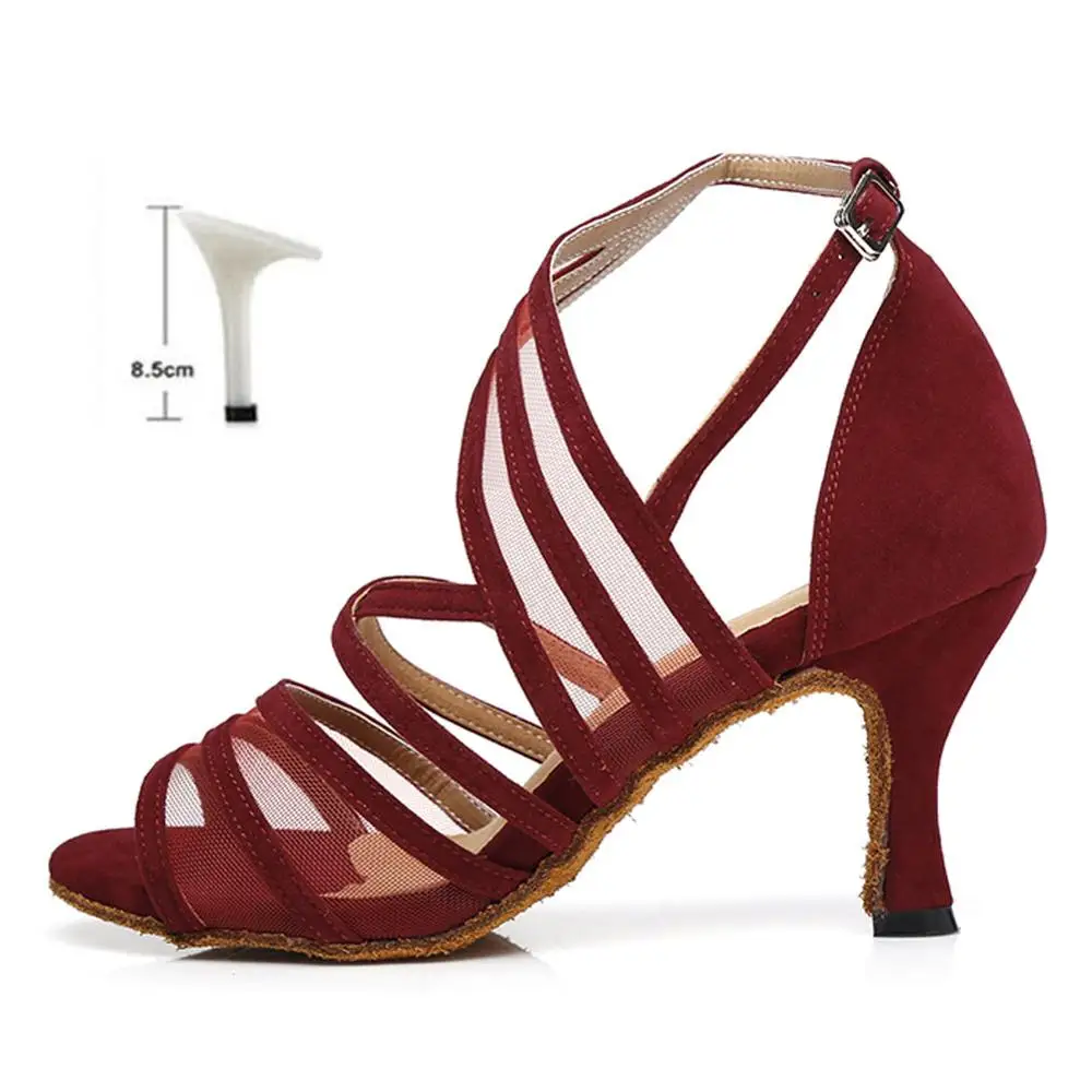 Red1 8.5cm New women's girls ladys Latin Dance Shoes Ballroom indoor tango salsa Dancing Shoes high heel wholesale Hot sale - Цвет: Red1 8.5cm