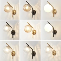 nordic modern bedroom led e27 wall lamp gold black metal lustre globe led wall scones indoor lighting lamp fixtures