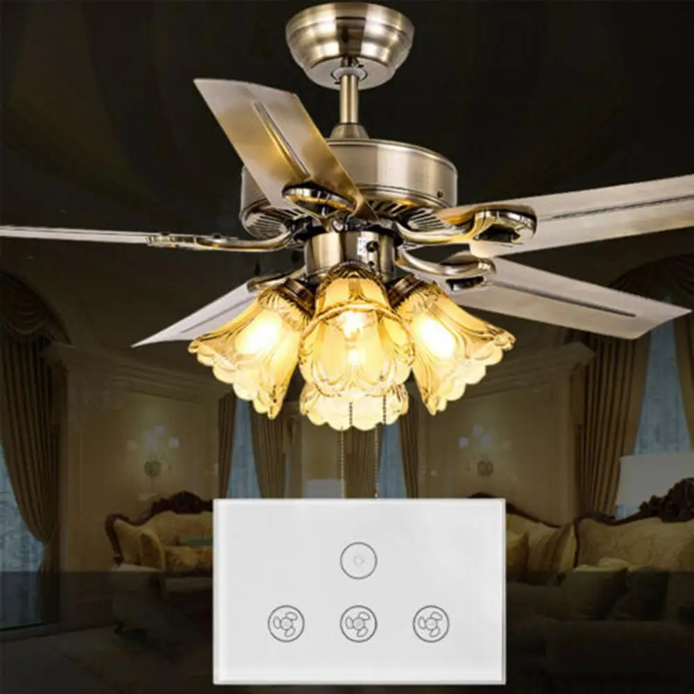 

WiFi Smart Ceiling Fan Light Switch EU US Touch Panel Tuya APP Remote Timer and Speed Control Works with Alexa and Google Home