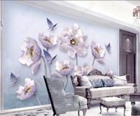 3d wallpaper with custom photo mural embossed peony vintage european jewelry bedroom decoration 3d photo wallpaper on the wall