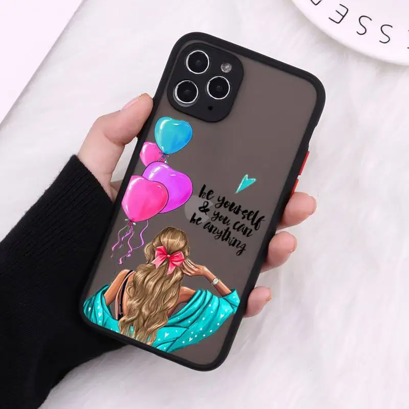 

VOGUE Christmas Princess Girl Female Phone Case Matte For iPhone 12 Mini 11 Pro XR XS Max 7 8 Plus X Hard PC Back Cover