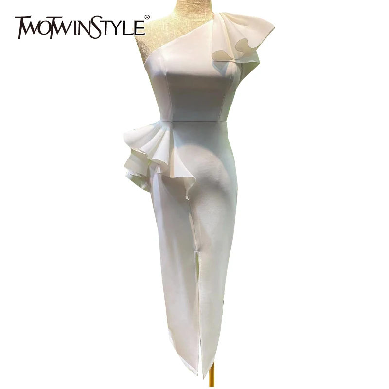 

Женское миди-платье TWOTWINSTYLE, летнее, с асимметричным подолом с оборками, с диагональным воротником, без рукавов, с высокой талией, с разрезом, ...