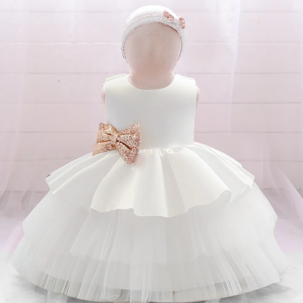 

0-5 Christening Gown Baby Girl Clothes Bow-knot Baby Dress Lace Tutu Baptism Dresses for Girls Birthday Party Toddler Costume