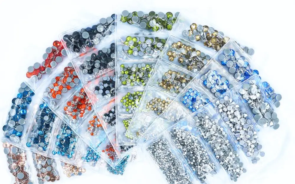 40 Colors 1000pcs Mix size hotfix Rhinestone Crystal SS6-SS30 Glass Strass Hotfix Iron On Rhinestones Decoretion For Garment