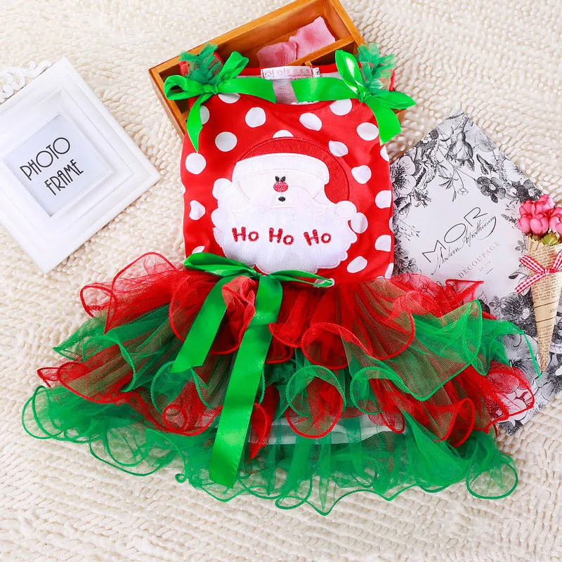 

Baby Girls Christmas Costume For Kids Dresses Princess Party Tutu Dress Children Winter Polka Dot Snowman Santa Claus Clothes