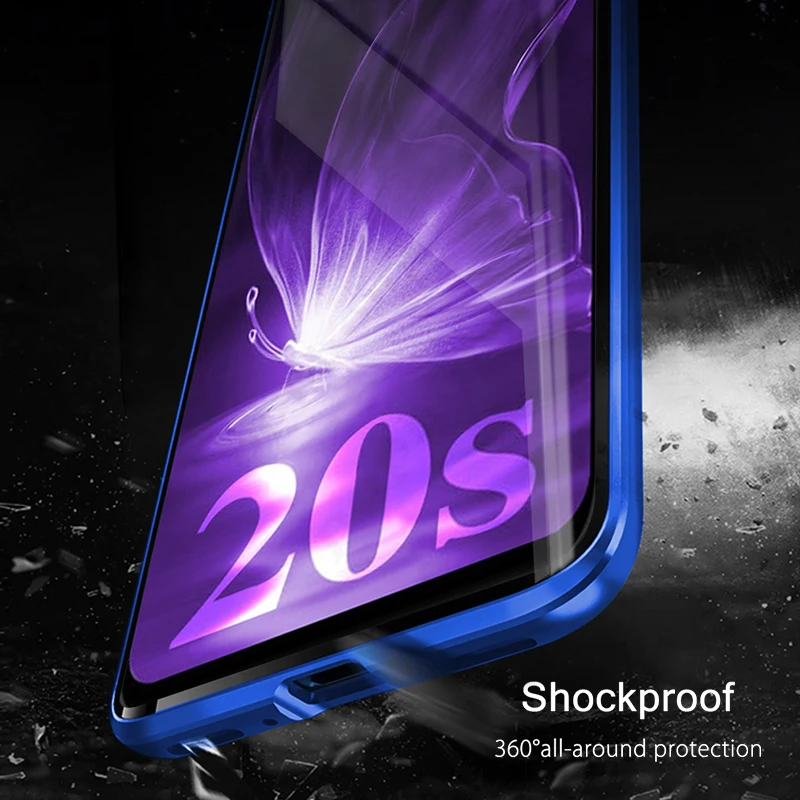 

360 Magnetic Adsorption Metal Case For Huawei P30 Pro P30 Lite VOG-L29 MAR-L21A ELE-L09 Cover with double sided tempered glass