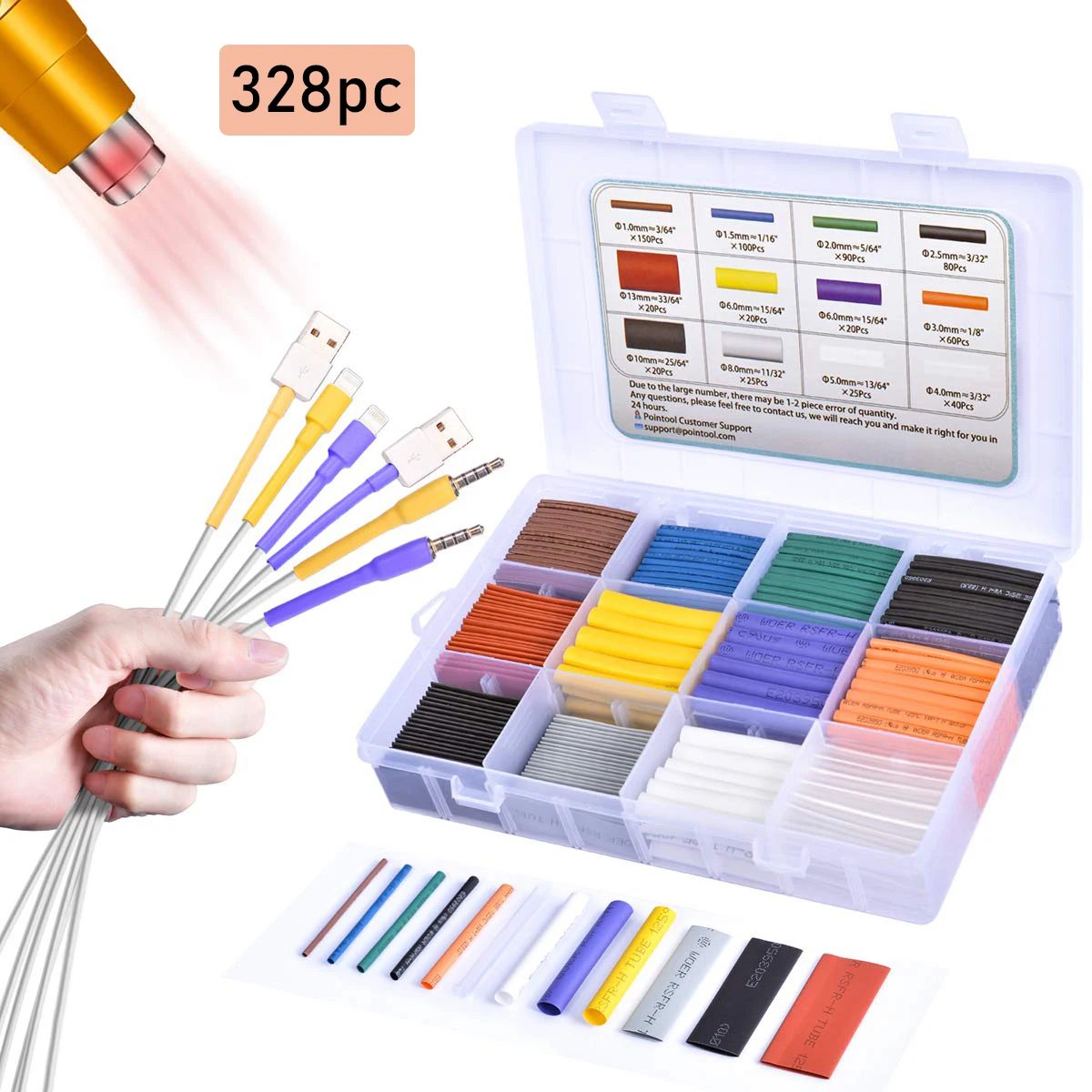 Pointool Set Polyolefin Shrinking Assorted Heat Shrink Tube Wire Cable Insulated Sleeving Tubing Fishing Rod Grip | Обустройство дома