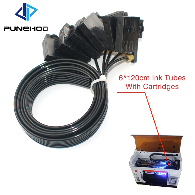 

Punehod UV Flatbed Printer Parts 6*120cm Ink Tubes With Cartridges For Epson R330 R290 T50 L800 1390 UV flatbed printer