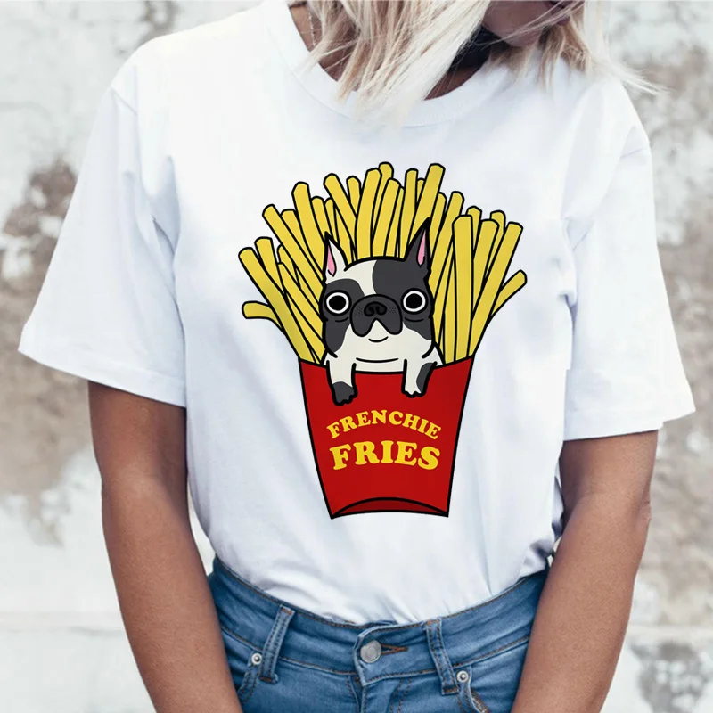 

French Bulldog T Shirt Women female t-shirt top tee shirts femme cartoon Harajuku kawaii korean Funny ulzzang clothes tshirt