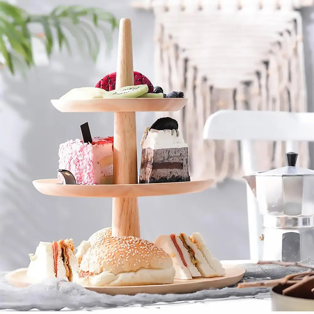 3 ярусный деревянный десерт тарелка для торта суши лоток хранения фруктов Kithen