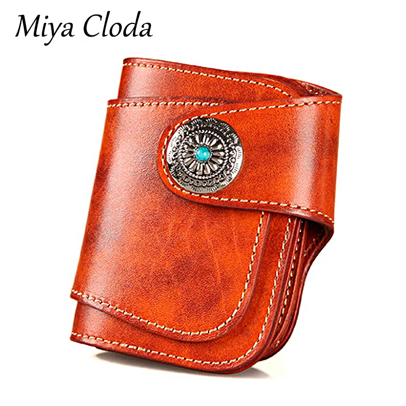 MIYA CLODA New  Luxury wallet men s retro handmade cowhide wallet men s short vegetable tanned leather Japanese wallet