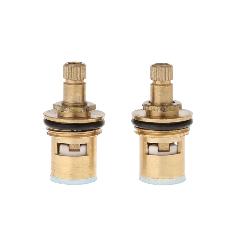 

2 Pcs Faucet Replacement Brass 1/4 Turn G1/2\" Ceramic Disc Cartridge Hot Cold Tap Valve 62KC