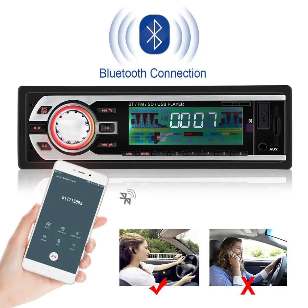 Авторадио 1 din автомобильное радио 24 в Bluetooth Радио Стерео FM/Aux вход/SD/USB MP3 рекордер