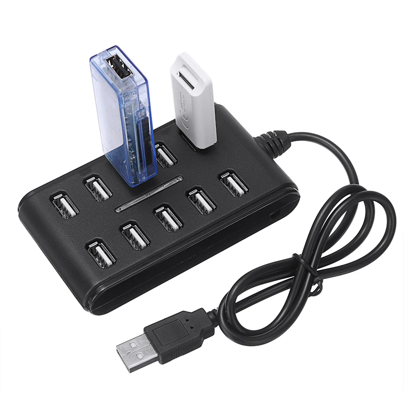 

For PC Laptop Computer 1pc Durable Practical Multi Ports Hub Splitter High Speed 10 Ports USB 2.0 Expansion Adapter Pohiks