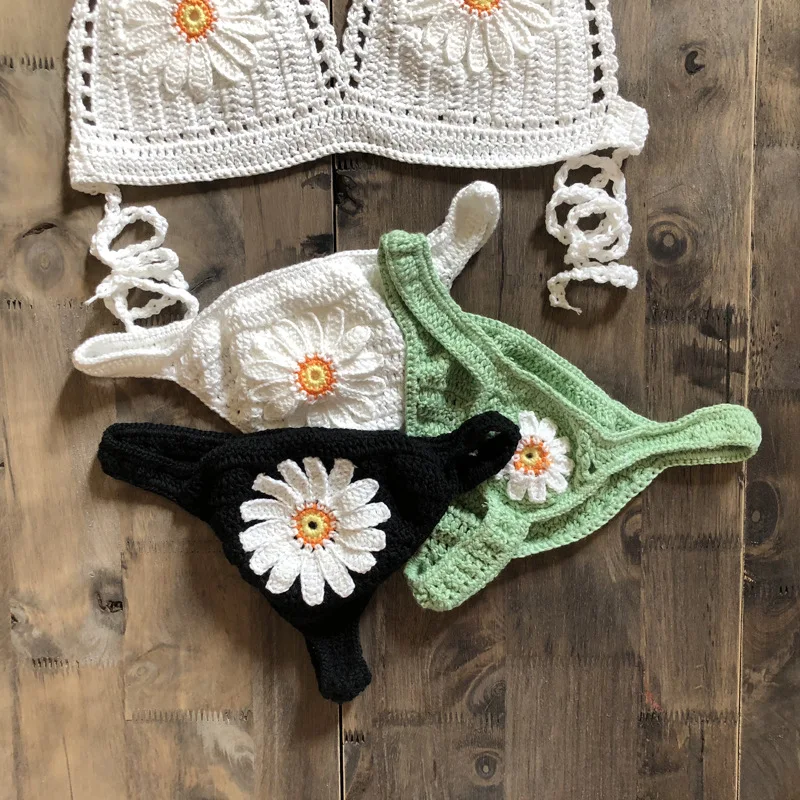 Сексуальное маленькое бикини нижнее белье стринги купальники ручной вязаные