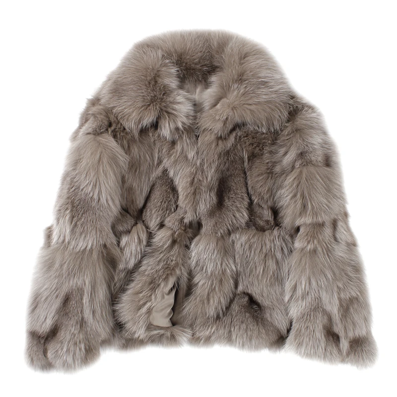 Women's Real Fox Fur coat with Big fur hood Winter Reversible Fur Parka Natural Fox Jacket