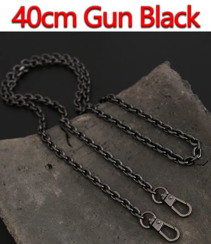 40cm Gun Black Светло 7 мм золото, пистолет черный, серебряный сменный кошелек цепь наплечный ремень через плечо для небольшой сумки, клатч Сумки DIY O цепи - Цвет: 40cm Gun Black