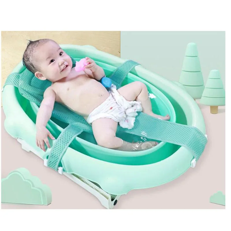 

Baby Adjustable Infant Cross Shaped Slippery Bath Net Antis Kid Bathtub Shower Cradle Bed Seat Net PP And Cotton Home Mat Seat