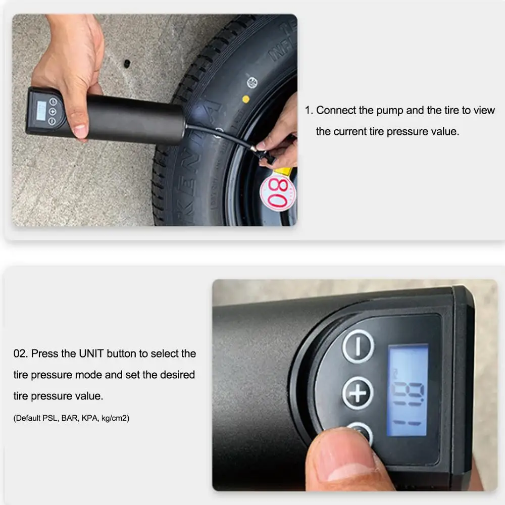 Car Electric Air Pump Rim Digital Display Rechargeable 12V 150PSI Portable Wireless Tire Inflator | Автомобили и мотоциклы