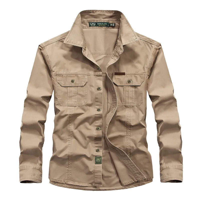 

Shirts for Men 2020 Summer Long Sleeved Solid Color Tops Male's Slim Military Army Shirt 100% Solid Cotton Tops Men's Shirts