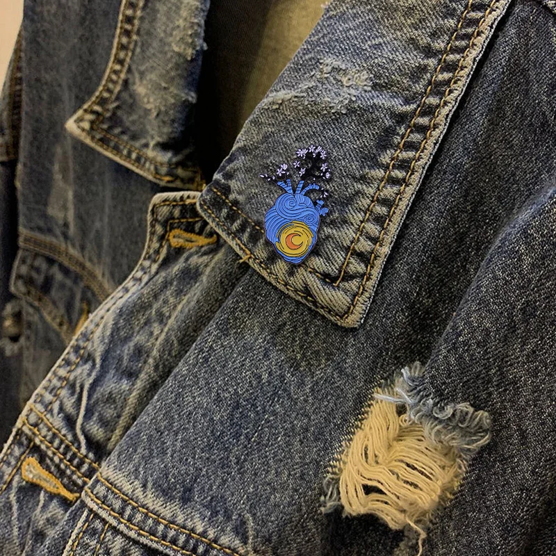 Булавка С Рисунком Ван Гога вдохновленная искусством звездной ночи