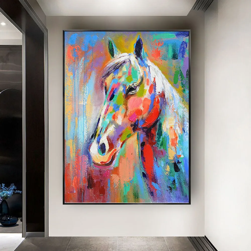 

Hand-painted oil painting abstract knife painting animal horse painted canvas painting modern home decoration painting wall art