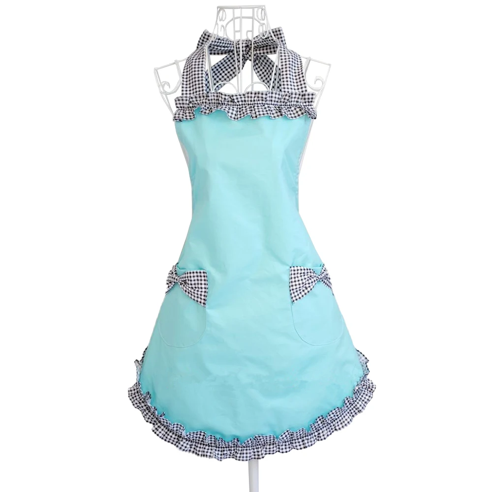 

Хлопковый винтажный фартук SISHION в стиле ретро, SP1563, кухонные фартуки черного и синего цвета с карманами для магазина чая с молоком